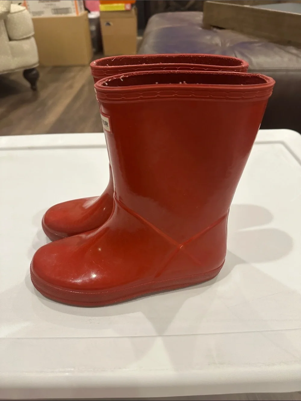 Hunter Kids Bright Red Gloss Rain Boots